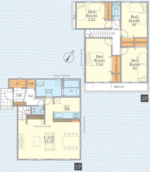 【1号棟】藤沢市新築戸建2台駐車可LDK21帖SIC