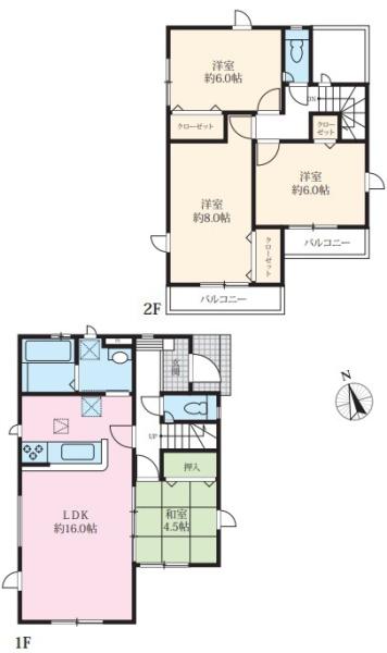 【3号棟】旭区新築戸建　和室　南面バルコニー