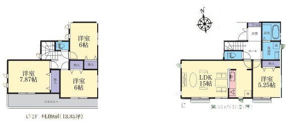 【C号棟】町田市新築戸建小学校徒9分南面バルコニー