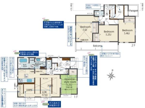 【1号棟】瀬谷区新築戸建3台駐車可和室吹抜け