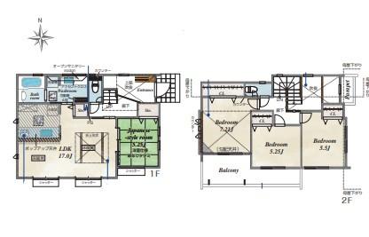 【2号棟】青葉区新築戸建　床暖房　和室　南BL　吹抜け