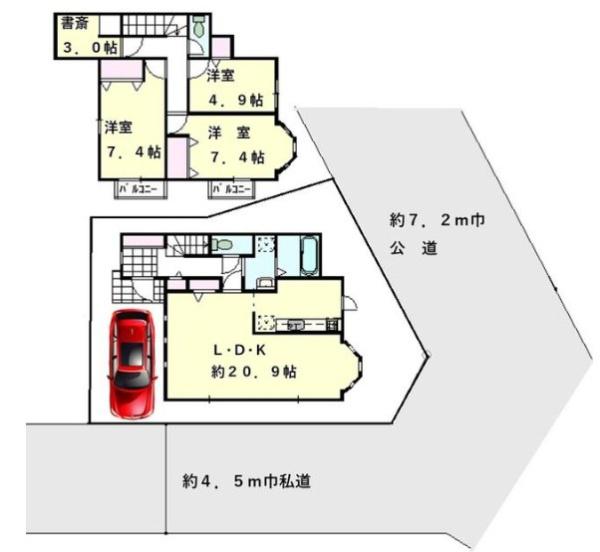 港北区中古戸建　LDK20帖　角地　対面キッチン　書斎