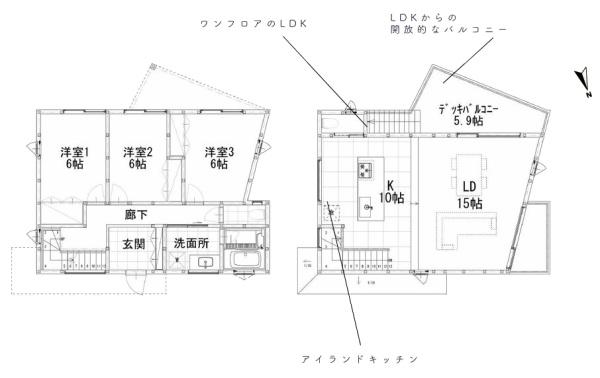 葉山町新築戸建LDK25帖デッキバルコニーカースペ2台