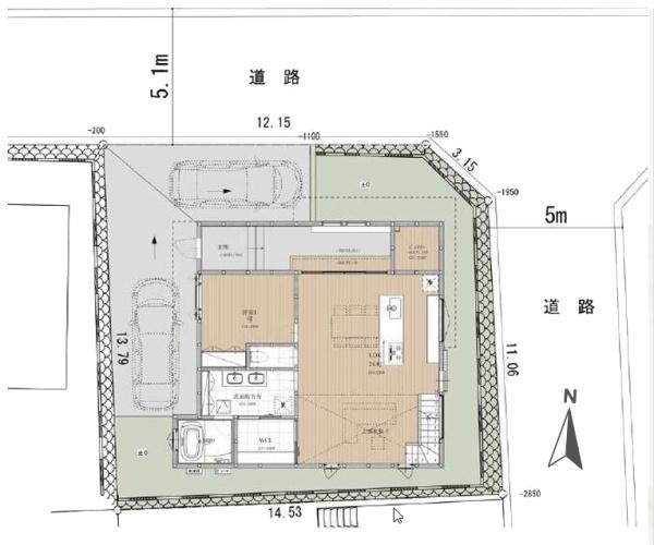 逗子市新築戸建角地WICLDK24帖WIC吹抜け