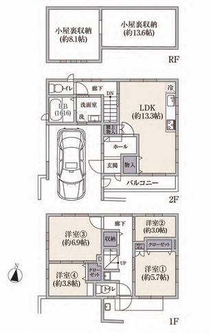 港北区中古戸建駅徒9分ビルトイン車庫グルニエ