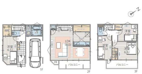 【9号棟】宮前区中古戸建　LDK18帖　パントリー　WIC