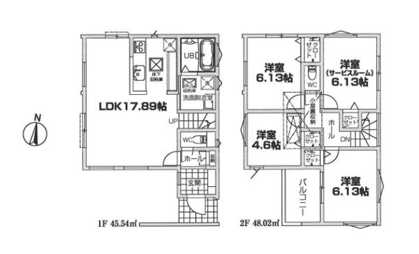【1号棟】中区新築戸建　ビルトイン車庫　納戸