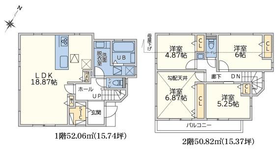 【F号棟】緑区新築戸建　LDK18帖　リビング階段　SIC