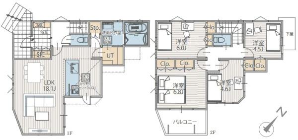 【4号棟】旭区新築戸建　LDK18帖　南面バルコニー