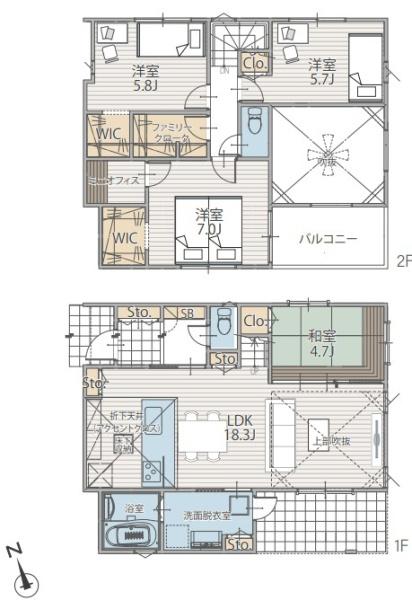 【1号棟】保土ヶ谷区新築戸建　LDK18帖　WIC×2　和室