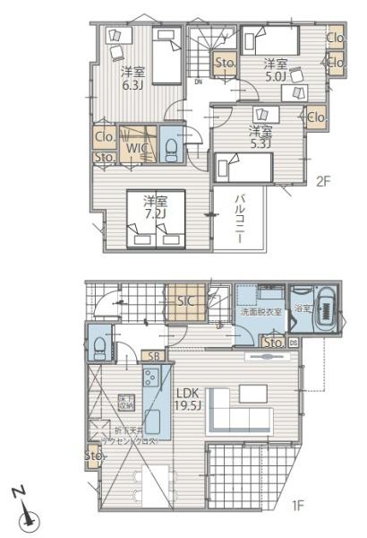 【2号棟】保土ヶ谷区新築戸建　LDK19帖　WIC　SIC