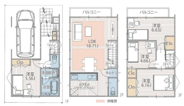 【2号棟】高津区新築戸建ビルトイン車庫床暖房