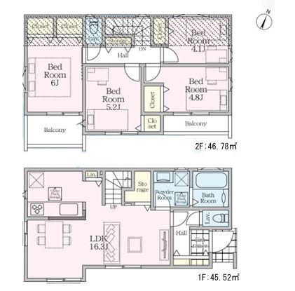 【2号棟】茅ヶ崎市新築戸建2面バルコニー2台駐車可