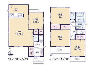 【3号棟】藤沢市新築戸建LDK18帖納戸カードキー