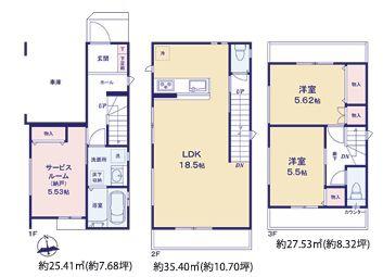 【2号棟】保土ケ谷区新築戸建ビルトイン車庫LDK18帖