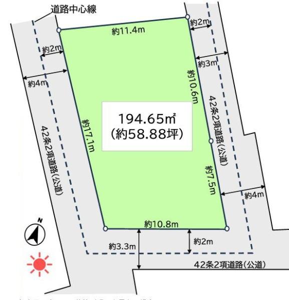 茅ヶ崎市売地建築条件無し海岸まで徒4分3方向角地