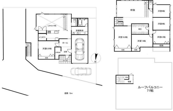 逗子市新築戸建　LDK23帖　ビルトイン車庫　ルーバル