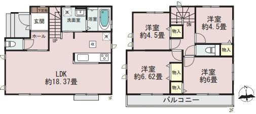【1号棟】藤沢市新築戸建　LDK18帖　南面バルコニー