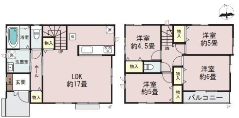 【3号棟】藤沢市新築戸建　リビング階段　南面バルコニー