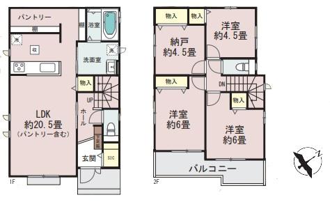 【D号棟】藤沢市新築戸建　LDK20帖　2台駐車可　納戸
