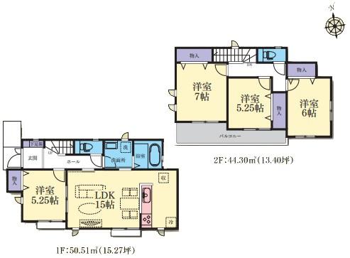 【A号棟】町田市新築戸建　小学校徒9分南面バルコニー