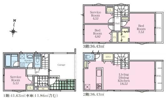 【2号棟】戸塚区新築戸建　LDK18帖　リビング階段