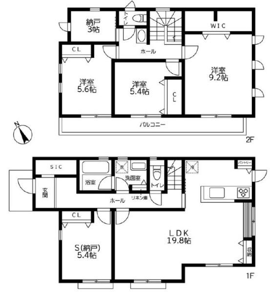 戸塚区新築戸建WICSIC納戸×2カースペ3台　お庭