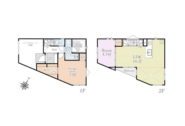 【1号棟】南区新築戸建2路線3駅利用可バイクガレージ付