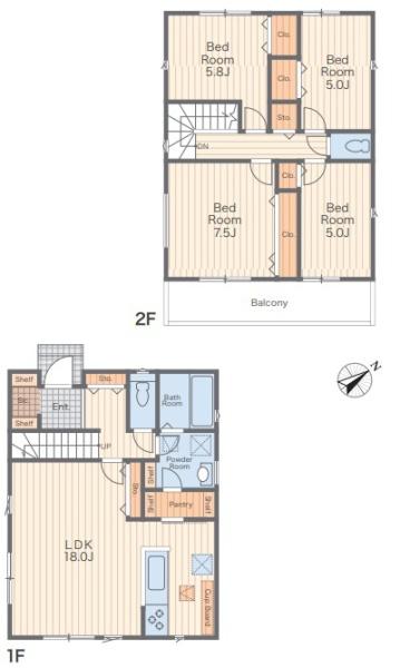 【2号棟】大和市新築戸建　LDK18帖　2台駐車可　SIC