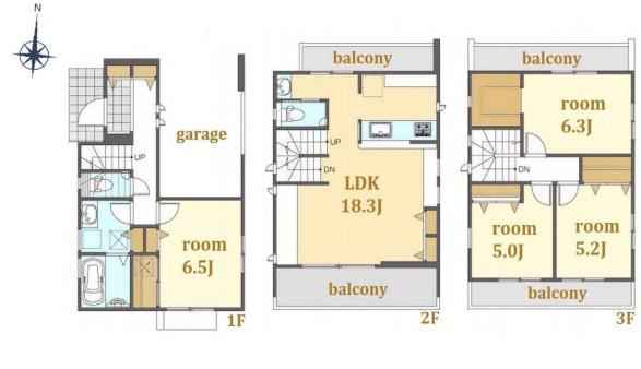 相模原市中古戸建　LDK18帖　2階LDK　南面バルコニー