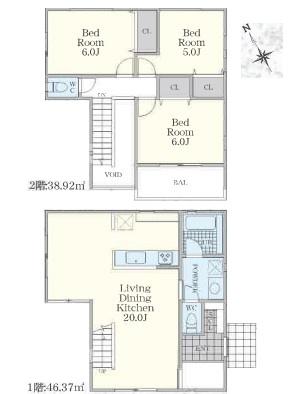 戸塚区新築戸建　LDK20帖　リビング階段　角地