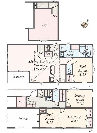 【2号棟】港南区新築戸建ビルトイン車庫ロフト