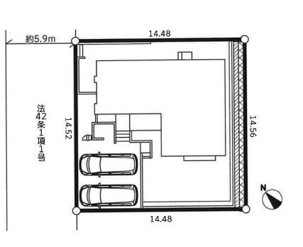 鎌倉市新築戸建　LDK20帖　WIC　2台駐車可　整形地