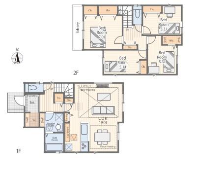【4号棟】瀬谷区新築戸建　LDK19帖　床暖房　2台駐車可