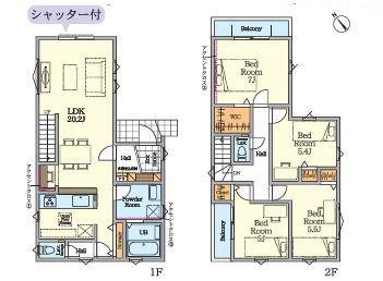 【2号棟】相模原市新築戸建LDK20帖WIC