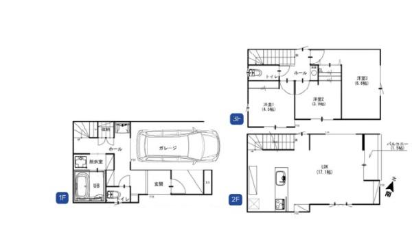 大田区新築戸建　駅歩2分　2路線利用可　ビルトイン車庫