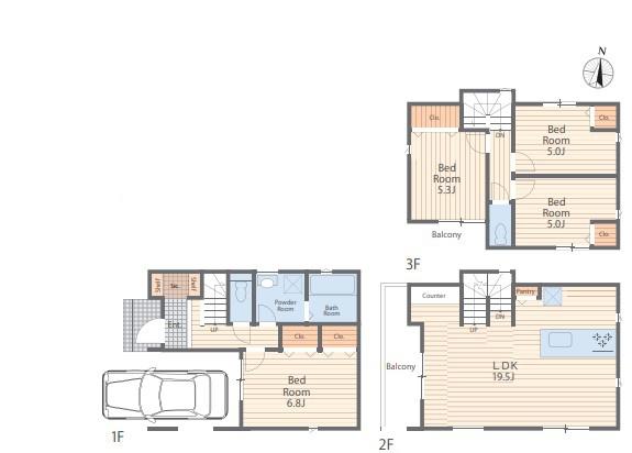 【1号棟】鶴見区新築戸建　LDK19帖　2台駐車可　SIC
