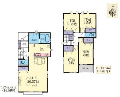 【B号棟】横須賀市新築戸建　LDK20帖　2台駐車可
