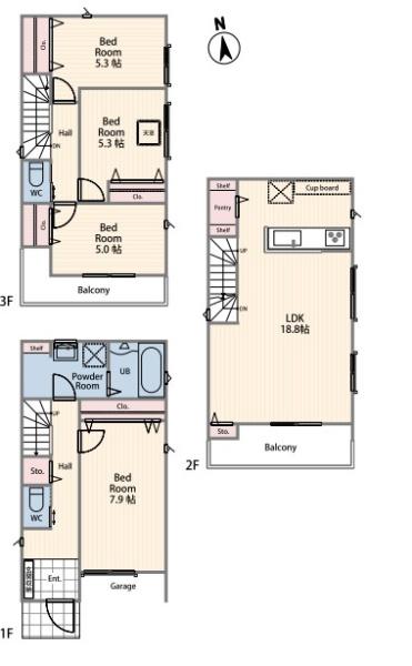 【2号棟】川崎区新築戸建　LDK18帖　南面バルコニー