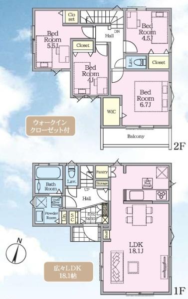 【2号棟】カースぺ2台　宅配ボックス　3口ガスコンロ