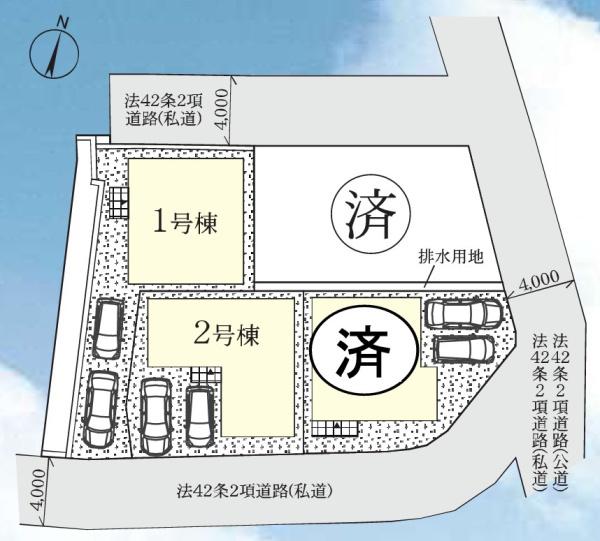 【2号棟】カースぺ2台　宅配ボックス　3口ガスコンロ