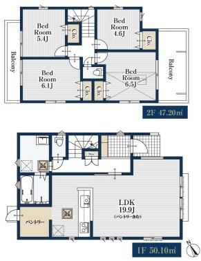 【1号棟】旭区新築戸建　LDK19帖　前面道路6ｍ　角地