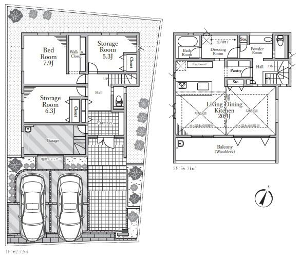【1号棟】鎌倉市新築戸建　LDK20帖　床暖房　2台駐車可