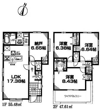 【1号棟】旭区新築戸建　納戸　南面バルコニー