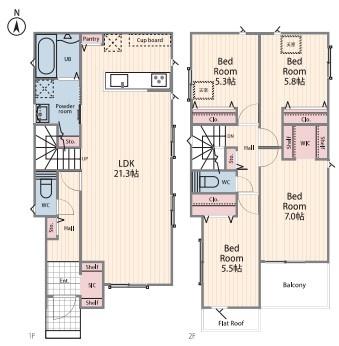 【1号棟】金沢区新築戸建　LDK21帖　WIC　SIC