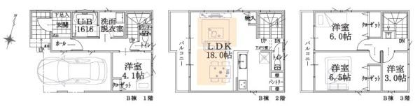 【B号棟】中区新築戸建ビルトイン車庫LDK18帖