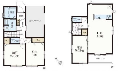 【1号棟】南区新築戸建　ビルトイン車庫　納戸