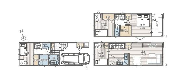 【2号棟】緑区新築戸建　ビルトイン車庫　パントリー