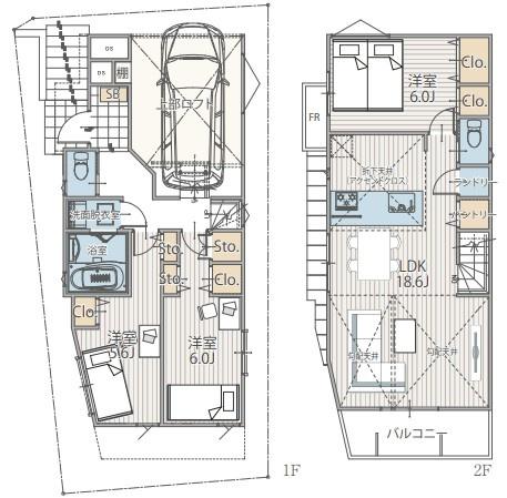 【1号棟】磯子区新築戸建　LDK18帖　ビルトイン車庫