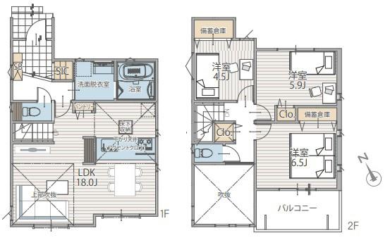 【1号棟】旭区新築戸建　LDK18帖　吹抜け　角地　SIC
